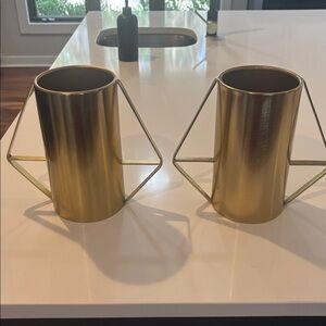 2 Nate Berkus Gold Vases